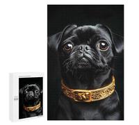 1000 PCS Rompecabezas para Adolescentes Black & Gold Pug Rompecabezas para Adolescentes Desafío Difícil Desafío Educativo Diversión Familiar Y Noche De Juegos 1000 PCS