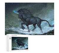 1000 PCS Rompecabezas para Adolescentes Black Unicorn in Snowy Landscape Rompecabezas para Adultos Juego Práctico Desafío Difícil Cumpleaños Y Navidad 1000 PCS