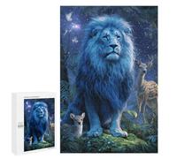 1000 PCS Rompecabezas para Adolescentes Blue Lion in Fantasy Forest Rompecabezas para Adultos Que Mejoran La Memoria Juegos De Ingenio Familiares Difíciles Y Desafiantes 1000 PCS