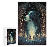 1000 PCS Rompecabezas para Adolescentes Border Collie Dog Forest Rompecabezas para Adultos Juguetes Antiestrés Decoración De Pared Diversión Actividades En Casa, 1000 PCS