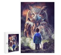1000 PCS Rompecabezas para Adolescentes Boy and Giant Owl Rompecabezas para Adultos Juegos Relajantes Mejora La Memoria Interacción Entre Padres E Hijos 1000 PCS