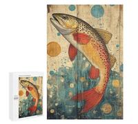 1000 PCS Rompecabezas para Adolescentes Brown Trout on Wood Panel Art Fishing Cabin Decoration Rompecabezas Juegos Relajantes Desafío Difícil Desafiante De Completar 1000 PCS