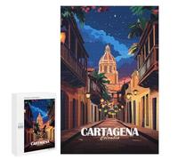 1000 PCS Rompecabezas para Adolescentes Cartagena, Colombia Street at Night Rompecabezas para Adultos Juego Práctico Difícil Interacción Entre Padres E Hijos 1000 PCS