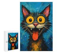 1000 PCS Rompecabezas para Adolescentes Cartoon Cat with Exaggerated Features Rompecabezas para Adultos Juegos De Relajación Decoración De Pared Ayuda A Ejercitar El Cerebro 1000 PCS