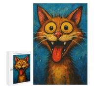 1000 PCS Rompecabezas para Adolescentes Cartoon Cat with Tongue out Painting Rompecabezas Juegos Relajantes Desafío Difícil Desafiante De Completar 1000 PCS