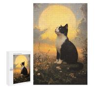 1000 PCS Rompecabezas para Adolescentes Cat Gazing at The Moon Rompecabezas para Adultos Juegos Familiares Mejora La Memoria Regalos para Amigos Y Familiares 1000 PCS