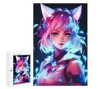 1000 PCS Rompecabezas para Adolescentes Cat Girls Anime Neon Rompecabezas para Adultos Juego Práctico Difícil Interacción Entre Padres E Hijos 1000 PCS