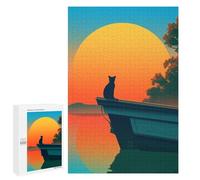 1000 PCS Rompecabezas para Adolescentes Cat on A Boat at Sunset Rompecabezas para Adultos Juegos Familiares Mejora La Memoria Regalos para Amigos Y Familiares 1000 PCS