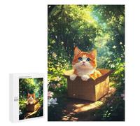 1000 PCS Rompecabezas para Adolescentes Cat On A Box in Forest Rompecabezas para Adultos Juegos Divertidos Regalo De Cumpleaños Cumpleaños Y Navidad 1000 PCS
