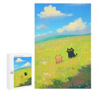 1000 PCS Rompecabezas para Adolescentes Cats in A Field of Flowers Juegos Familiares De Rompecabezas para Adultos Que Mejoran La Memoria Ayudan A Ejercitar El Cerebro 1000 PCS