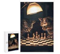 1000 PCS Rompecabezas para Adolescentes Cats Playing Chess Rompecabezas para Adultos Juegos Familiares Desafío Difícil Ayuda A Ejercitar El Cerebro 1000 PCS