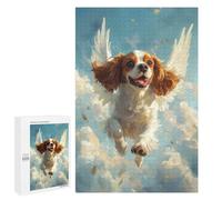 1000 PCS Rompecabezas para Adolescentes Cavalier King Charles Spaniel with Angel Wings Pet Memorial Gift Rompecabezas para Adultos Juegos Familiares Desafío Difícil Ayuda A Ejercitar El Cerebro 1000