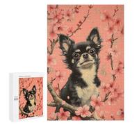1000 PCS Rompecabezas para Adolescentes Chihuahua in Cherry Blossoms Dog and Blossoms Wall Art Rompecabezas para Adultos Juegos Familiares Mejora La Memoria Regalos para Amigos Y Familiares 1000 PCS
