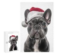 1000 PCS Rompecabezas para Adolescentes Christmas French Bulldog with Santa Hat Rompecabezas para Adultos Juguetes Antiestrés Desafío Difícil Cumpleaños
