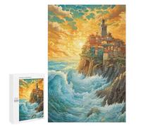 1000 PCS Rompecabezas para Adolescentes Cliffside Coastal Village Rompecabezas para Adolescentes Juguetes Antiestrés Vacaciones En Casa Matar El Tiempo Desafío Educativo 1000 PCS