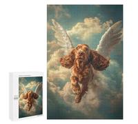 1000 PCS Rompecabezas para Adolescentes Cocker Spaniel with Angel Wings Heavenly Dog Tribute Juegos Familiares De Rompecabezas para Adultos Que Mejoran La Memoria Ayudan A Ejercitar El Cerebro 1000 P