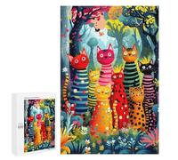1000 PCS Rompecabezas para Adolescentes Colorful Cats in Fantasy Forest-3 Rompecabezas para Adolescentes Análisis Y Lógica Difícil Y Desafiante 1000 PCS