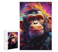 1000 PCS Rompecabezas para Adolescentes Colorful Chimpanzee Portrait -1 Rompecabezas para Adultos Juego Familiar Análisis Y Lógica Regalos para Reducir El Estrés 1000 PCS