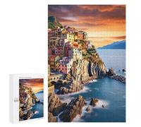 1000 PCS Rompecabezas para Adolescentes Colorful Coastal Village at Sunset -2 Rompecabezas para Adolescentes Juguetes Antiestrés Vacaciones En Casa Matar El Tiempo Desafío Educativo 1000 PCS