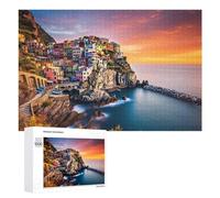 1000 PCS Rompecabezas para Adolescentes Colorful Coastal Village at Sunset -4 Rompecabezas para Adultos Juguetes Antiestrés Regalo De Cumpleaños Regalo De Cumpleaños, Regalos, 1000 PCS