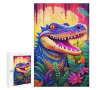 1000 PCS Rompecabezas para Adolescentes Colorful Crocodile in Jungle Rompecabezas para Adolescentes Juguetes Antiestrés Vacaciones En Casa Matar El Tiempo Desafío Educativo 1000 PCS