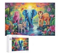 1000 PCS Rompecabezas para Adolescentes Colorful Jungle Safari Scene Rompecabezas para Adultos Juego Práctico Desafío Difícil Cumpleaños Y Navidad 1000 PCS