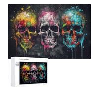 1000 PCS Rompecabezas para Adolescentes Colorful Skulls Artistic Fusion Rompecabezas para Adultos Juego De Ingenio Regalos para Mujeres Cumpleaños Y Navidad 1000 PCS