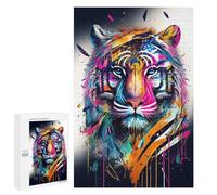 1000 PCS Rompecabezas para Adolescentes Colorful Tiger Animals Rompecabezas para Adultos Juegos De Relajación Decoración De Pared Ayuda A Ejercitar El Cerebro 1000 PCS