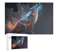 1000 PCS Rompecabezas para Adolescentes Colorful Wolf Howling in The Night Rompecabezas para Adolescentes Juguetes Antiestrés Vacaciones En Casa Matar El Tiempo Desafío Educativo 1000 PCS