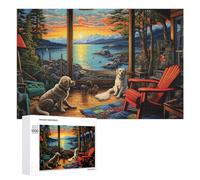 1000 PCS Rompecabezas para Adolescentes Cozy Cabin with Dogs by The Lake Rompecabezas para Adultos Juego De Ingenio Regalos para Mujeres Cumpleaños Y Navidad 1000 PCS