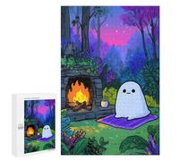 1000 PCS Rompecabezas para Adolescentes Cozy Ghost by The Fireplace Rompecabezas para Adultos Juguetes Antiestrés Decoración De Pared Diversión Actividades En Casa, 1000 PCS