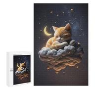 1000 PCS Rompecabezas para Adolescentes Cute Cat Dreaming on Cloud Rompecabezas para Adultos Juguetes Antiestrés Desafío Difícil Cumpleaños