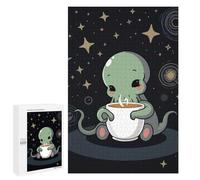 1000 PCS Rompecabezas para Adolescentes Cute Cthulhu with Coffee Rompecabezas para Adultos Juegos Relajantes Mejora La Memoria Interacción Entre Padres E Hijos 1000 PCS