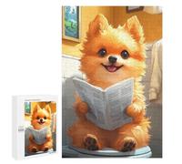 1000 PCS Rompecabezas para Adolescentes Cute Pomeranian Dog Reading Newspaper Toilet Funny Juegos Familiares De Rompecabezas para Adultos Que Mejoran La Memoria Ayudan A Ejercitar El Cerebro 1000 PCS