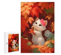 1000 PCS Rompecabezas para Adolescentes Cute White Kitten with Squirrel Friend Rompecabezas para Adultos Juegos Divertidos Regalo De Cumpleaños Cumpleaños Y Navidad 1000 PCS