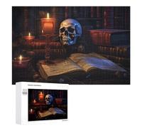 1000 PCS Rompecabezas para Adolescentes Dark Gothic Bookshelf with Skull and Candles Rompecabezas para Adultos Juguetes Antiestrés Regalo De Cumpleaños Regalo De Cumpleaños, Regalos, 1000 PCS