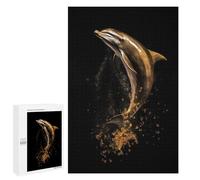 1000 PCS Rompecabezas para Adolescentes Dolphin Gold Dark Rompecabezas para Adultos Juegos Relajantes Mejora La Memoria Interacción Entre Padres E Hijos 1000 PCS