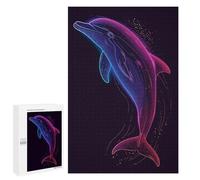 1000 PCS Rompecabezas para Adolescentes Dolphin Neon Animal Rompecabezas para Adultos Juguetes Antiestrés Desafío Difícil Cumpleaños