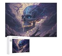 1000 PCS Rompecabezas para Adolescentes Electric Storm Skull Artwork -1 Rompecabezas para Adultos, Decoración De Pared, Corte De Precisión, Cumpleaños