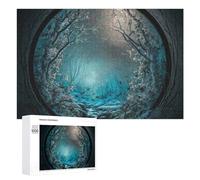 1000 PCS Rompecabezas para Adolescentes Enchanted Winter Forest Through A Circular Window Rompecabezas para Adultos Juegos Familiares Regalo De Cumpleaños Diversión En Casa Actividades, 1000 PCS
