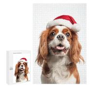 1000 PCS Rompecabezas para Adolescentes English Toy Spaniel Dog with Santa Hat Rompecabezas para Adultos Juegos Familiares Desafío Difícil Ayuda A Ejercitar El Cerebro 1000 PCS