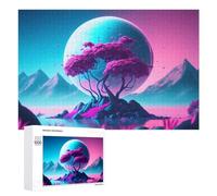 1000 PCS Rompecabezas para Adolescentes Fantasy Planet with Pink Trees Rompecabezas para Adolescentes Juguetes Antiestrés Vacaciones En Casa Matar El Tiempo Desafío Educativo 1000 PCS