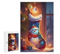 1000 PCS Rompecabezas para Adolescentes Festive Christmas Stocking Snowman Rompecabezas para Adultos Regalos De Cumpleaños Juego Familiar Apto para Personas De 14 Años En Adelante 1000 PCS