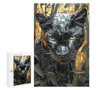 1000 PCS Rompecabezas para Adolescentes Fierce Black Panther in Golden Mosaic Art Rompecabezas para Adultos Juguetes Antiestrés Decoración De Pared Diversión Actividades En Casa, 1000 PCS