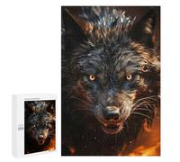 1000 PCS Rompecabezas para Adolescentes Fierce Black Wolf in Fire Rompecabezas para Adultos Juegos Relajantes Que Mejoran La Memoria Actividades Divertidas En Casa 1000 PCS
