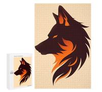 1000 PCS Rompecabezas para Adolescentes Fierce Wolf Vector Portrait in Fiery Orange Tones Rompecabezas para Adolescentes Juegos Divertidos Análisis Y Lógica Cumpleaños 1000 PCS
