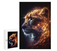 1000 PCS Rompecabezas para Adolescentes Flaming Cheetah Portrait Juegos Familiares De Rompecabezas para Adultos Que Mejoran La Memoria Ayudan A Ejercitar El Cerebro 1000 PCS