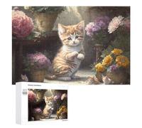 1000 PCS Rompecabezas para Adolescentes Floral Garden Kittens Rompecabezas para Adultos Juego Familiar Análisis Y Lógica Regalos para Reducir El Estrés 1000 PCS