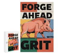 1000 PCS Rompecabezas para Adolescentes Forge Ahead with Grit Wild Boar Illustration Rompecabezas para Adultos Juegos Divertidos Regalo De Cumpleaños Cumpleaños Y Navidad 1000 PCS