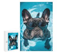 1000 PCS Rompecabezas para Adolescentes French Bulldog Pool Summer Juegos Familiares De Rompecabezas para Adultos Que Mejoran La Memoria Ayudan A Ejercitar El Cerebro 1000 PCS